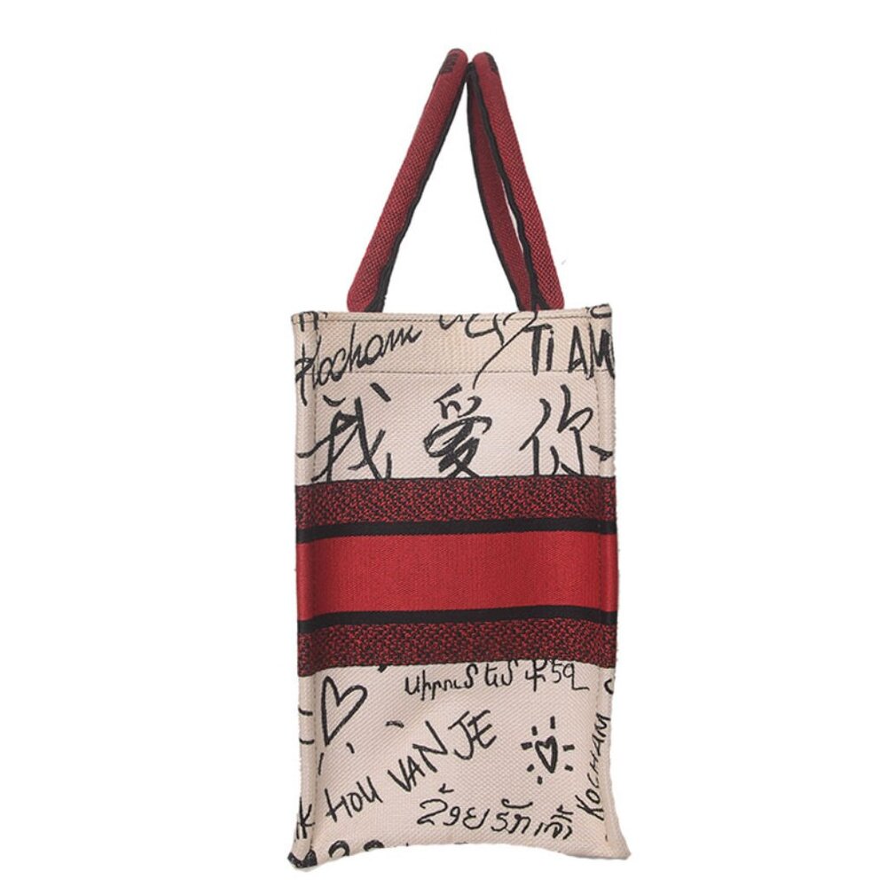 ♥️Dior Book White Black Red Medium Cotton Tote ♥️ - Picture 3 of 13